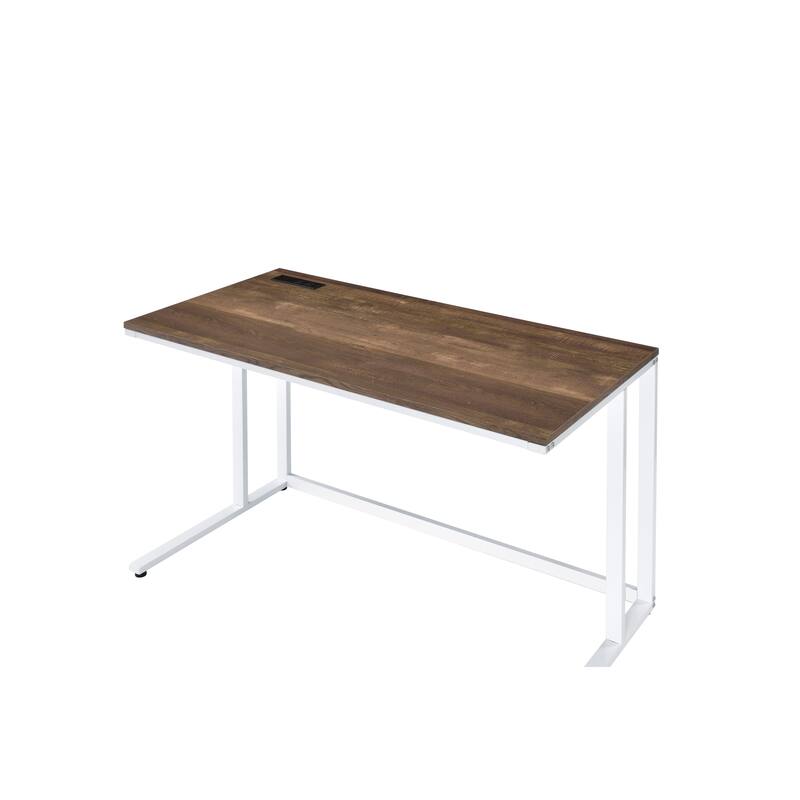 Tyrese Walnut & White Finish Writing Desk W/USB