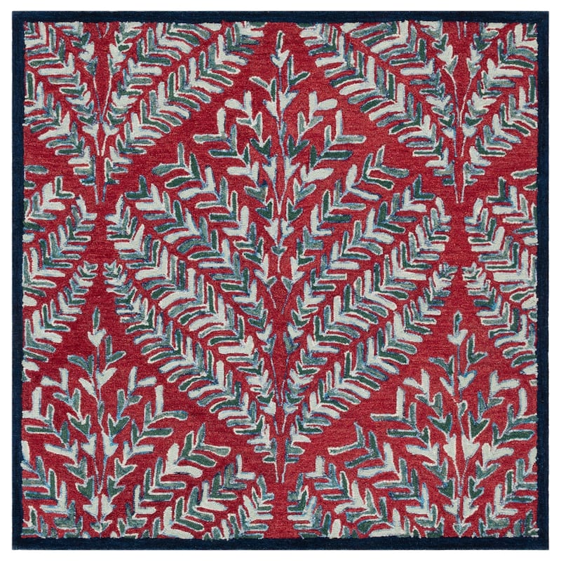 SAFAVIEH Handmade Capri Kert Wool Rug - 7' Square - Red/Green