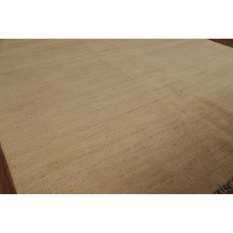 Contemporary Gabbeh Oriental Area Rug Hand-Knotted Solid Wool Carpet - 4'3" x 6'7"