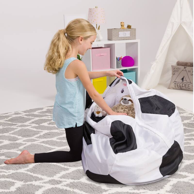 Kids Bean Bag Chair Cover Stuffed Animal Storage or Toy Organizer