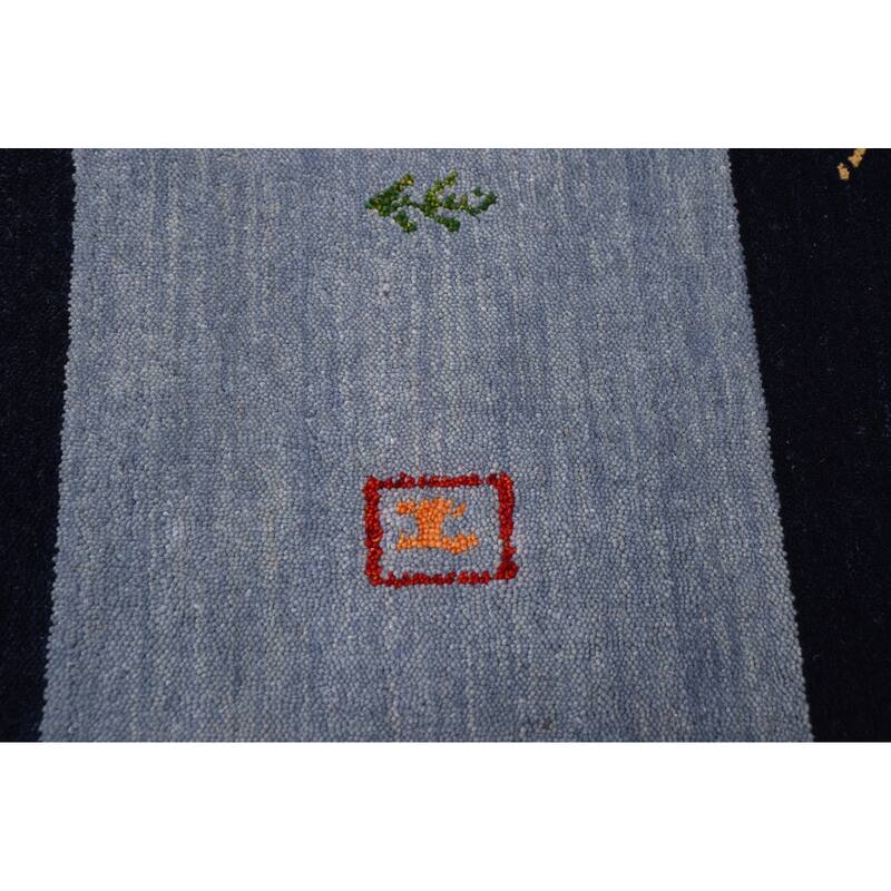 ECARPETGALLERY Hand Loomed Kashkuli Gabbeh Dark Navy, Grey Wool Rug - 6'6 x 9'8