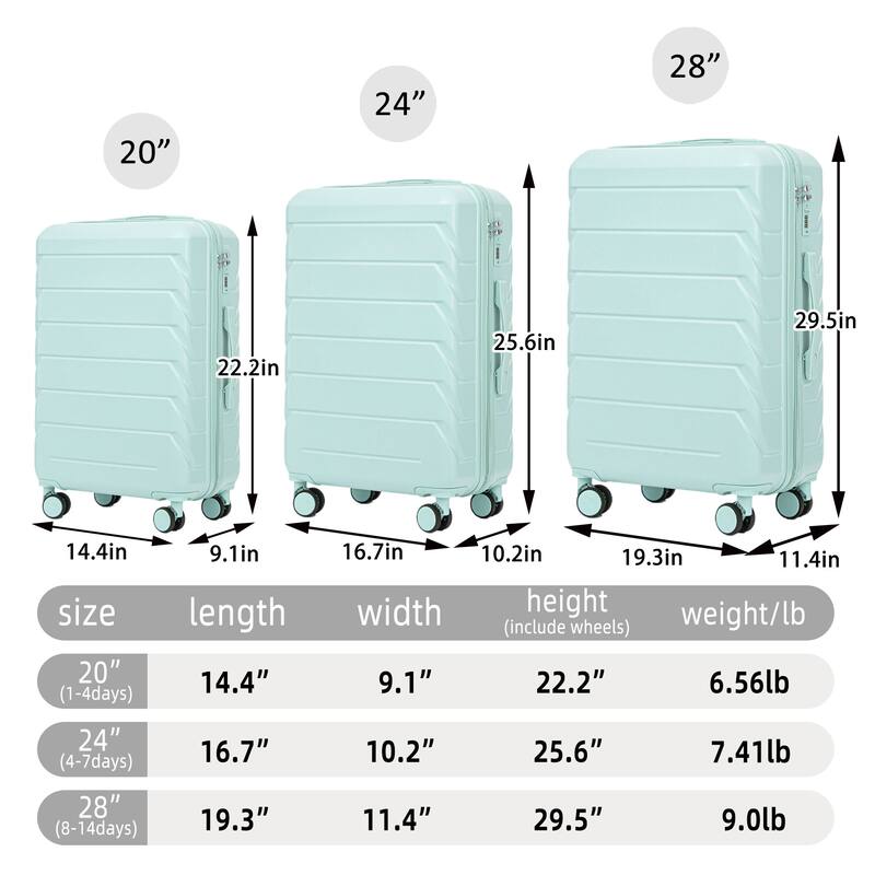 Fashion Luggage Lightweight Luggage, 3-Piece Set with Combination Lock and Universal Wheels, for Boarding and Travel