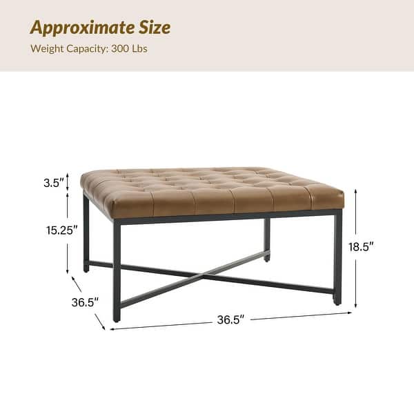 Oswald Modern Genuine Leather Bench with Button-tufted by HULALA HOME