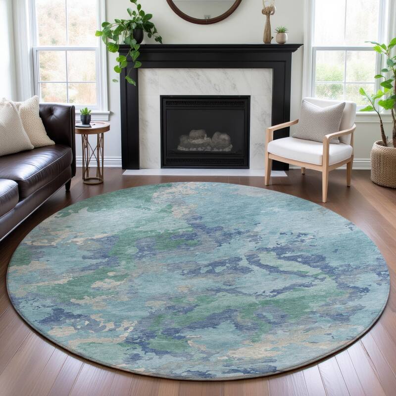 Premium Washable Super Soft Abstract Chic Mayfield Rug - Seafoam - 8' x 8'