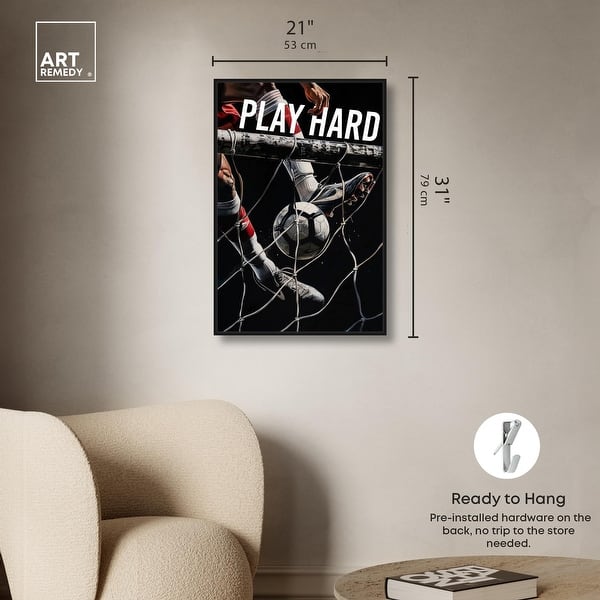 dimension image slide 3 of 24, Play Hard Soccer Canvas Mancave Art by Art Remedy