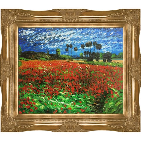 La Pastiche by overstockArt Field of Poppies by Vincent Van Gogh with Gold Victorian Frame Oil Painting Wall Art, 32" x 28"