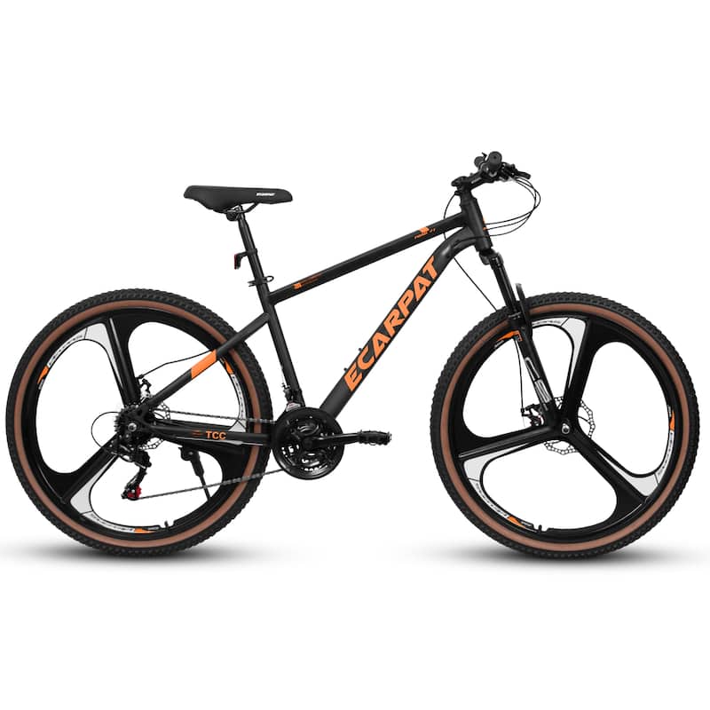 Ecarpat 27.5 Inch Mountain Bike, 21 Speed with Dual Disc Brakes, Front Suspension Fork, High Carbon Steel Frame for Men & Women