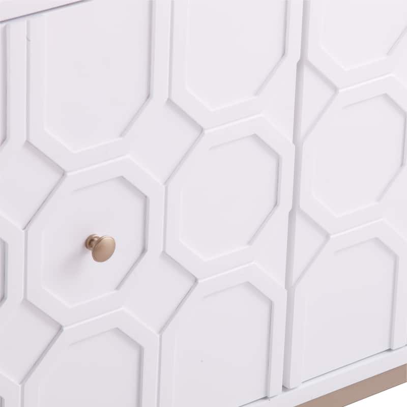 SEI Furniture Gliday Contemporary White Wood 3-Door Buffet Sideboard Accent Cabinet