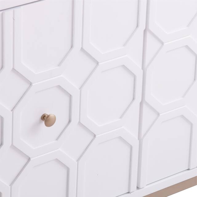 SEI Furniture Gliday Contemporary White Wood 3-Door Accent Cabinet