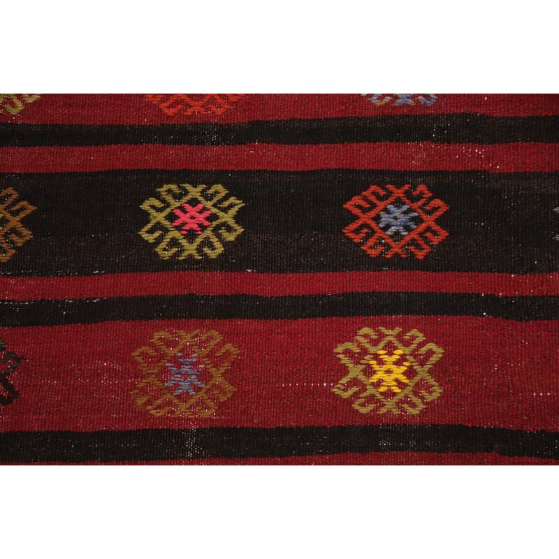 Hand Woven Oriental 100% Wool Carpet Southwestern Tribal Red Kilim Area Rug - 7' 10'' X 6' 7''
