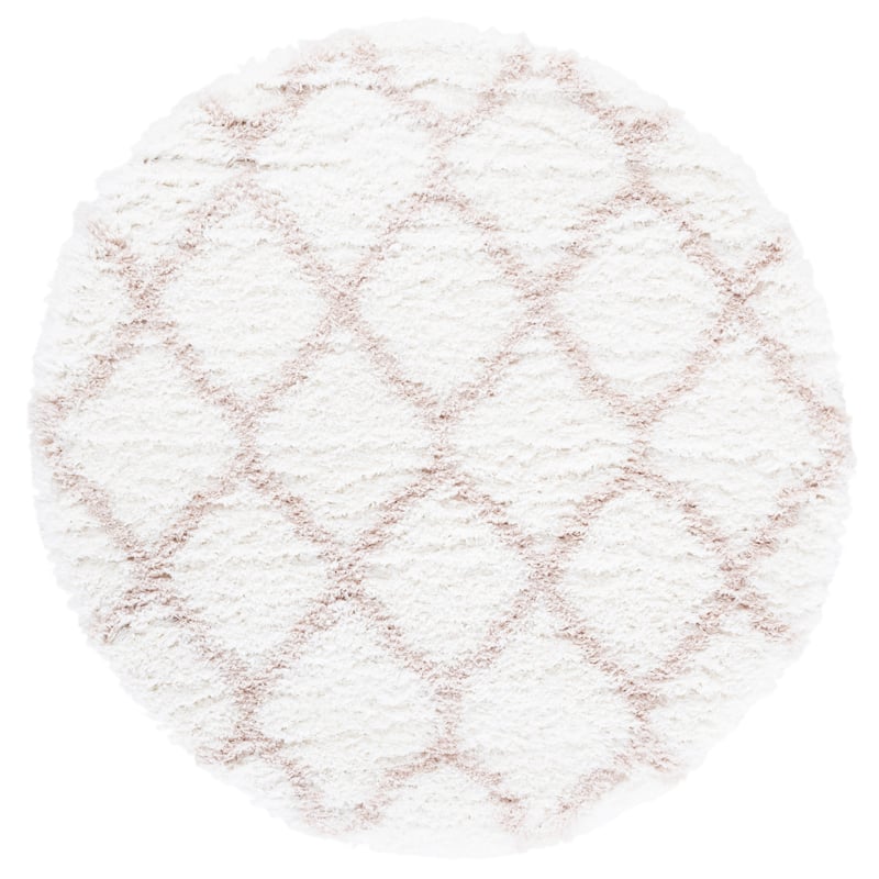 SAFAVIEH Indie Shag Milagros 2-inch Thick Rug - 4' Round - Ivory/Mushroom