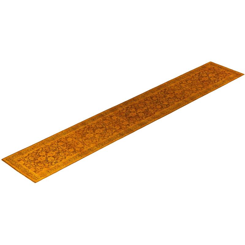 Overdyed, One-of-a-Kind Hand-Knotted Area Rug - Brown - 2' 7" x 15' 10"