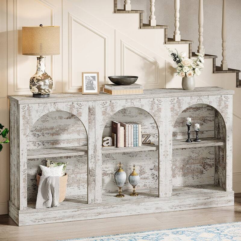 Farmhouse Console Table, 63'' Long Entryway Table with 3 Tier Storage
