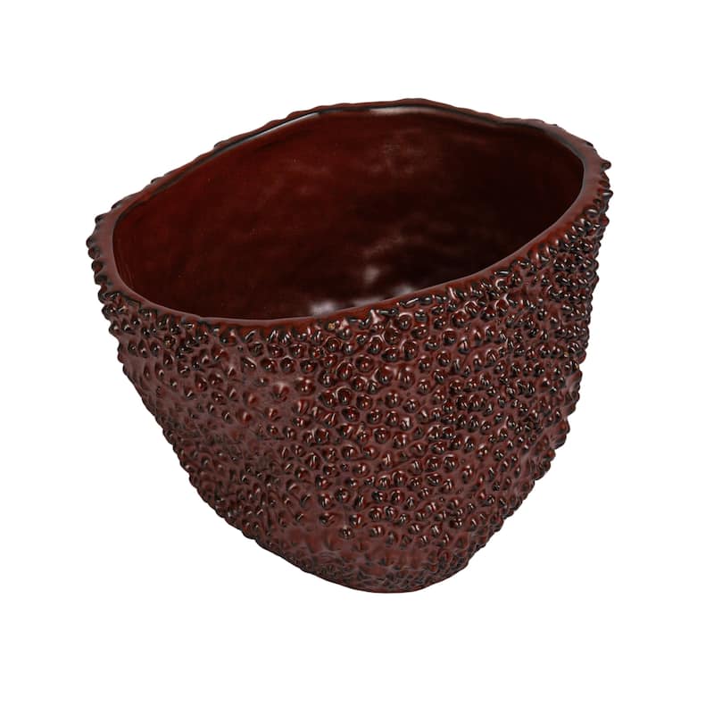 Stoneware Organic Shaped Planter with Raised Dots - 6.0"L x 6.0"W x 4.9"H