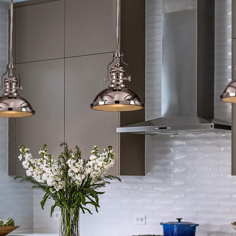 1-Light 13" Modern Industrial Single Dome Pendant Light