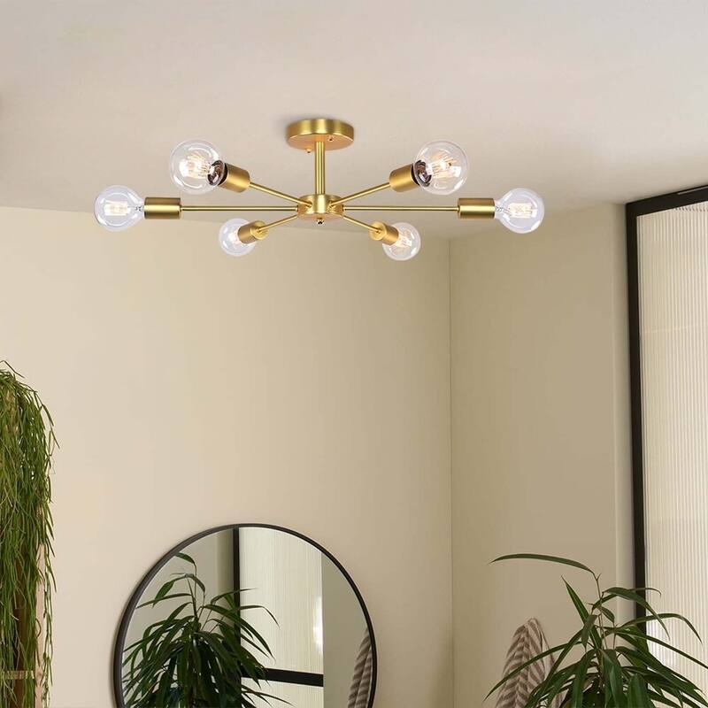 6 - Light Modern Metal Sputnik Semi-Flush Mount Lighting