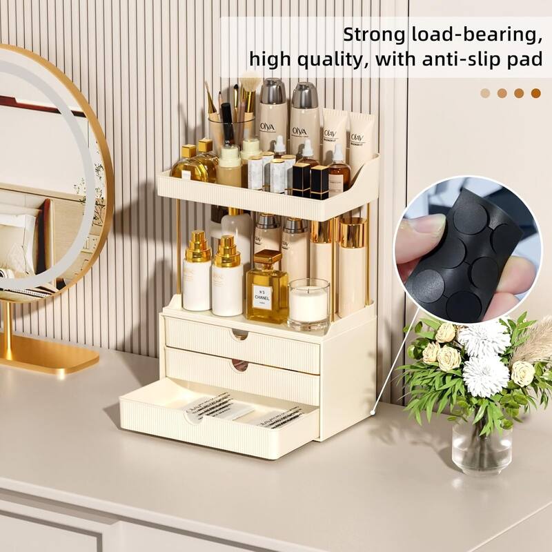 3 Drawers 2 Tier Makeup Organizer - Bathroom Counter Organizer