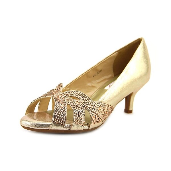Dyeables Tracy Women Peep-Toe Canvas Gold Heels