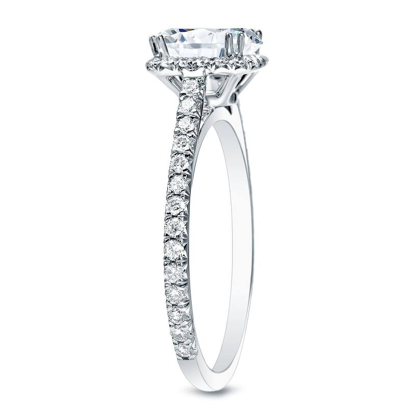 Auriya 14k Gold 1 1/2ctw Cushion-cut Halo Diamond Engagement Ring Certified (H-I, SI1-SI2)