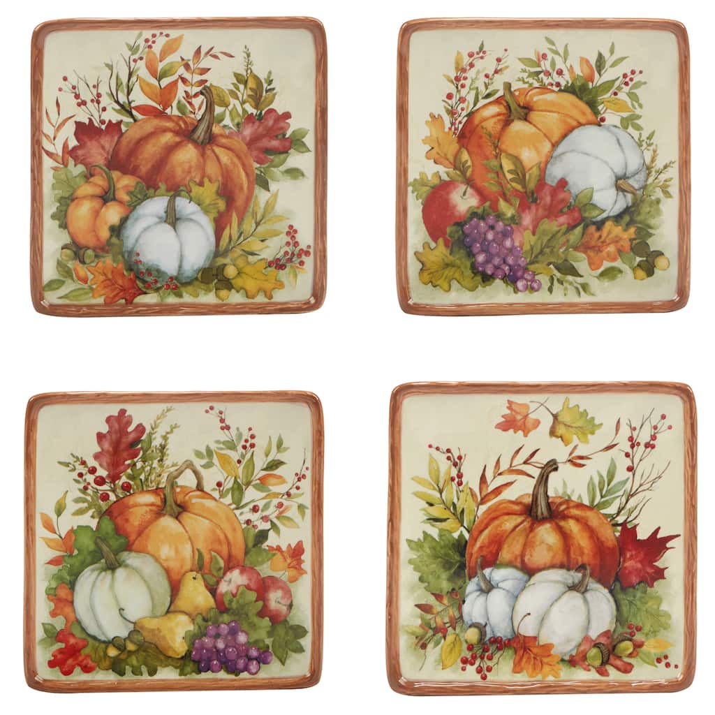 Certified International Harvest Blessings 6" Luncheon/Canape Plate, Set of 4