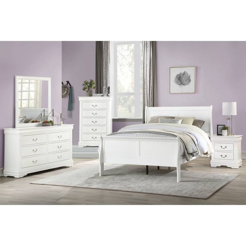 Transitional Solid Wood Bed with KD Headboard and Footboard