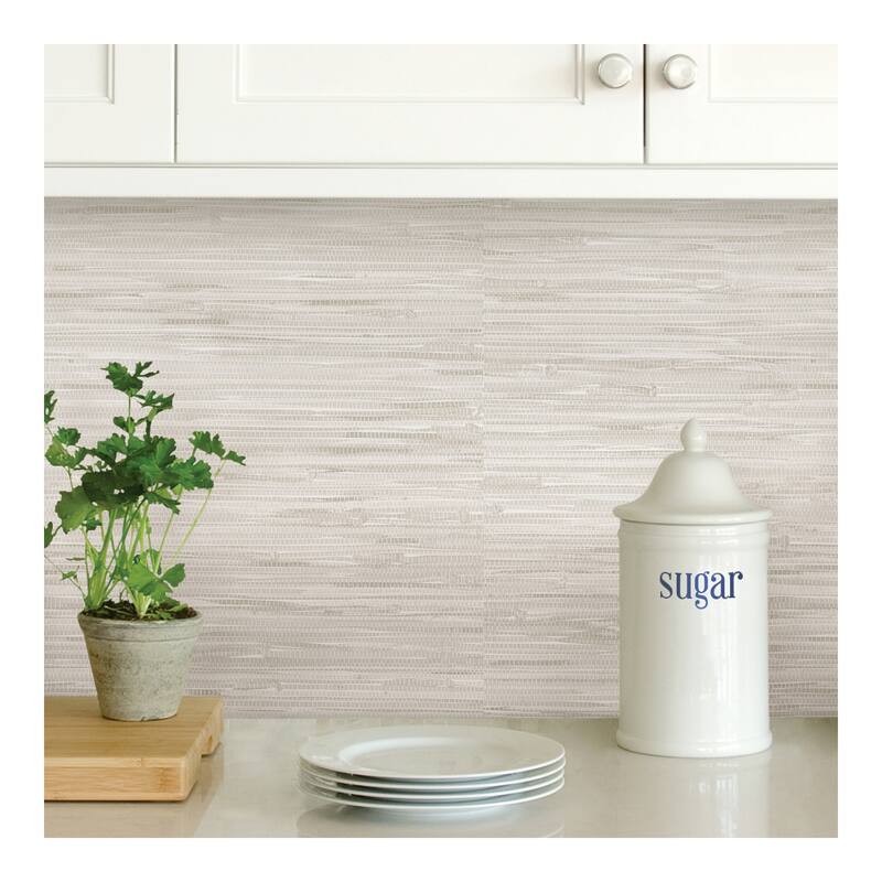 NuWallpaper Cream Faux Grassweave Peel & Stick Wallpaper - 216in x 20.5in x 0.025in