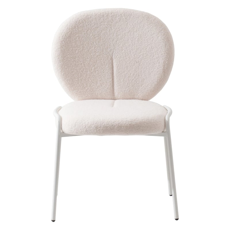 Celestial Modern Boucle Dining Chairs - Upholstered Accent Side Chairs with White Powder-Coated Iron Frame Set of 4