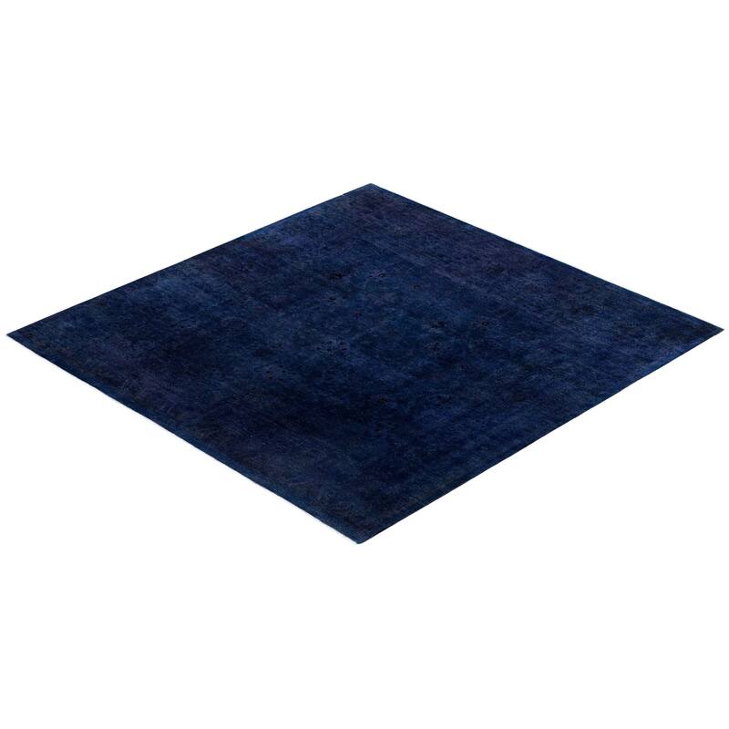 Overdyed One-of-a-Kind Hand-Knotted Square Area Rug - Blue - 7' 10" x 8' 1"