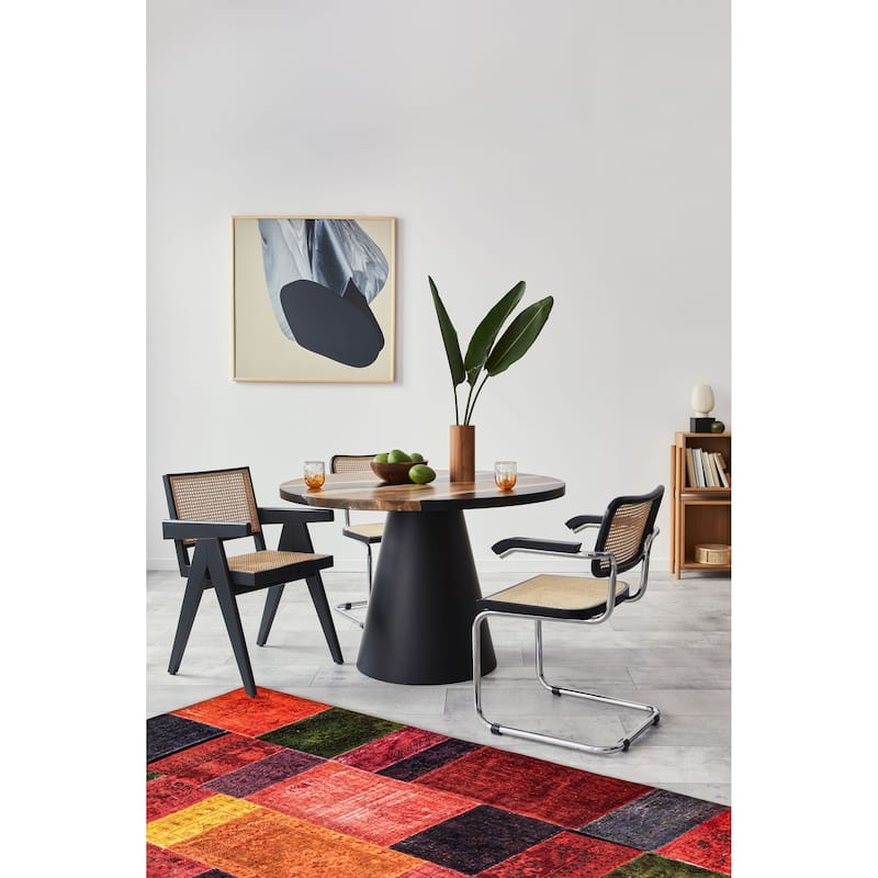 ECARPETGALLERY Hand-knotted Color Transition Patchwork Red Wool Rug - 8'1 x 9'10