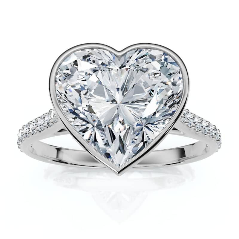 Bliss Diamond Certified 2 1/5Ct TW Heart Shape Diamond Engagement Ring Grown Lab Grown - 6.5 - White
