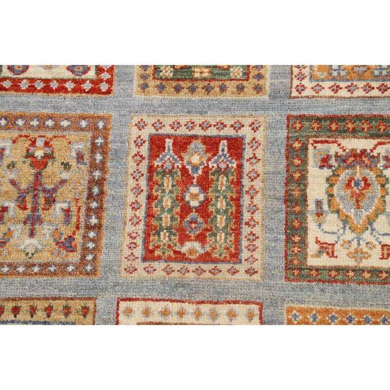 Traditional Garden Design Kazak Oriental Wool Runner Rug Hand-knotted - 2'9" x 10'5"