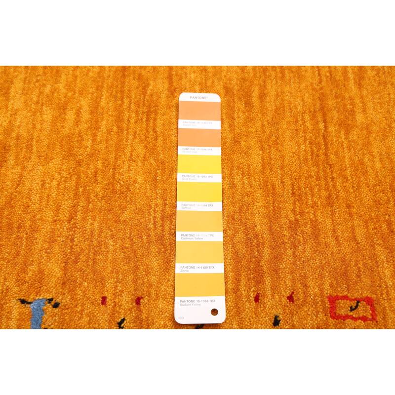 ECARPETGALLERY Hand Loomed Kashkuli Gabbeh Light Orange Wool Rug - 4'9 x 8'0