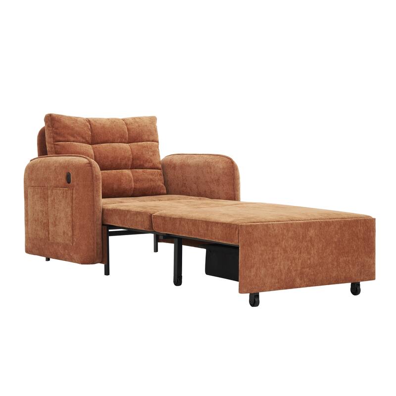 3-in-1 Multi-functional Tufted Chenille Lounge with Storage Space by Harper&Bright Designs