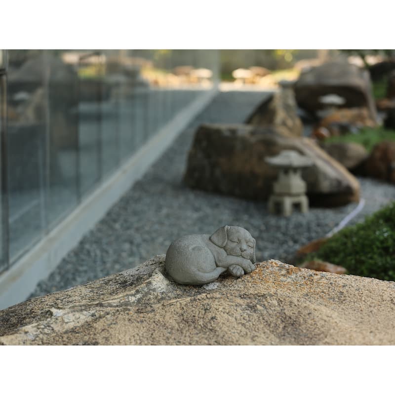 Peaceful Rest Curled Sleeping Dog Memorial Statue
