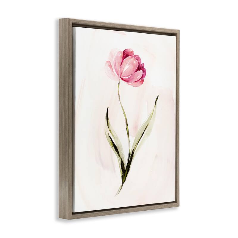 Stupell Modern Pink Blossom Sprig Framed Floater Canvas Wall Art Design By Kristen Brockmon