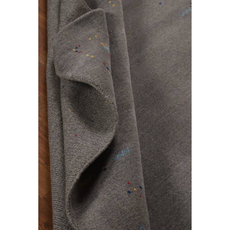 Hand Knotted Oriental 100% Wool Carpet Tribal Tribal Greys & Charcoal Gabbeh Area Rug - 8' 3'' X 5' 1''