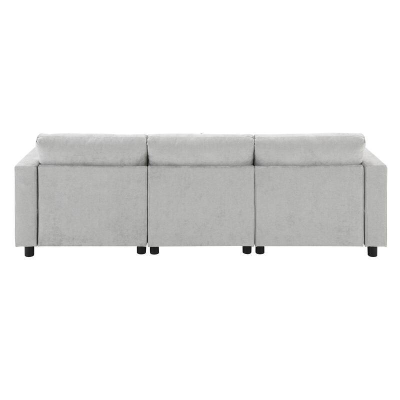 86.5" Chenille Modular Sectional Sofa with Storage Pockets, 5-Seater U-Shaped Couch Set amd 2 Movable Ottomans