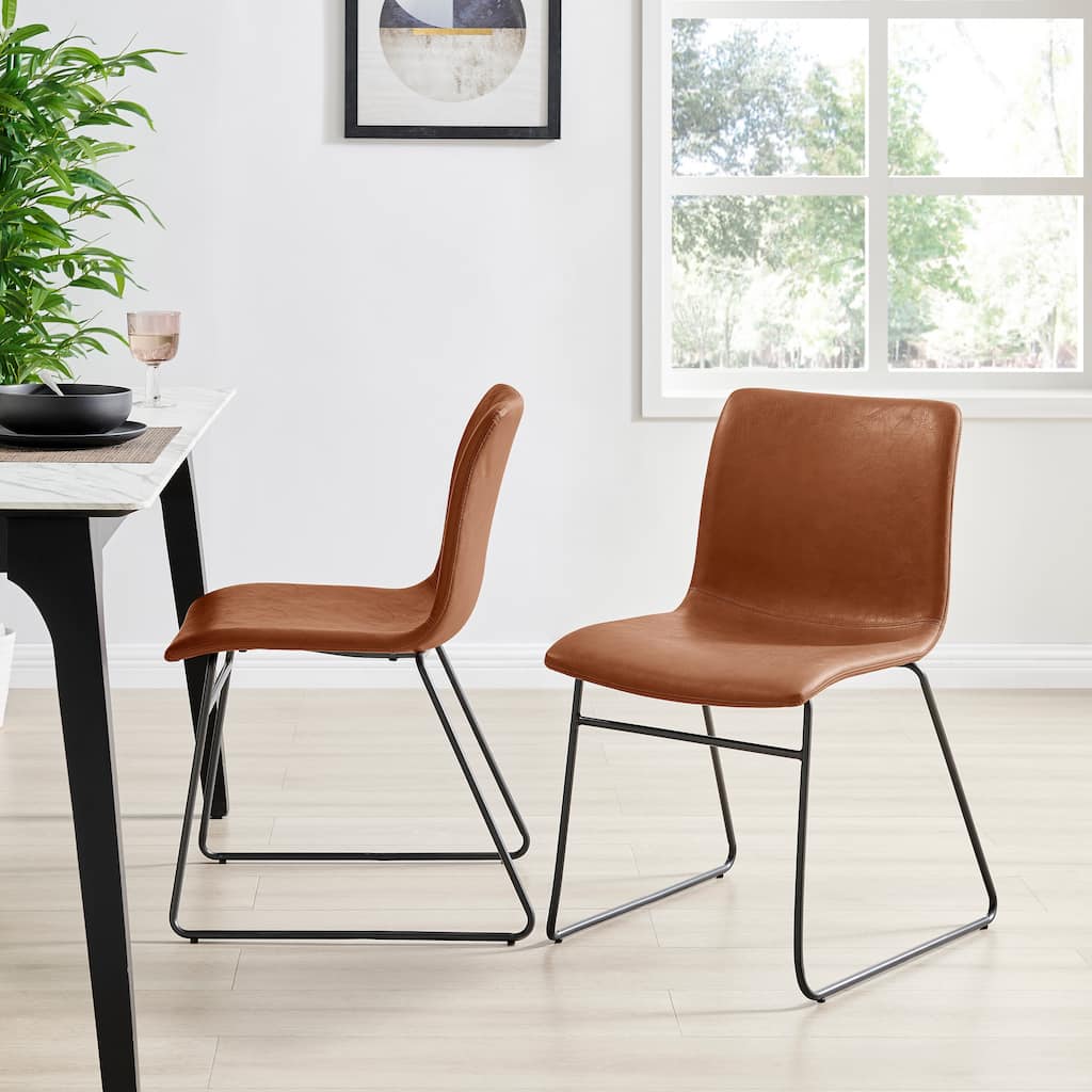 NPD Furniture Bruce Faux Leather Dining Side Chair (Set of 2)