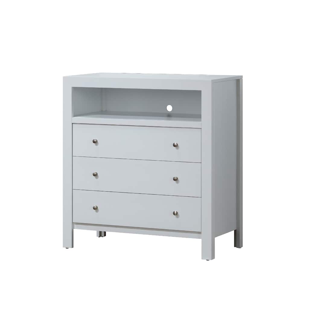 3-Drawer Wooden TV Media Chest - 36" - White