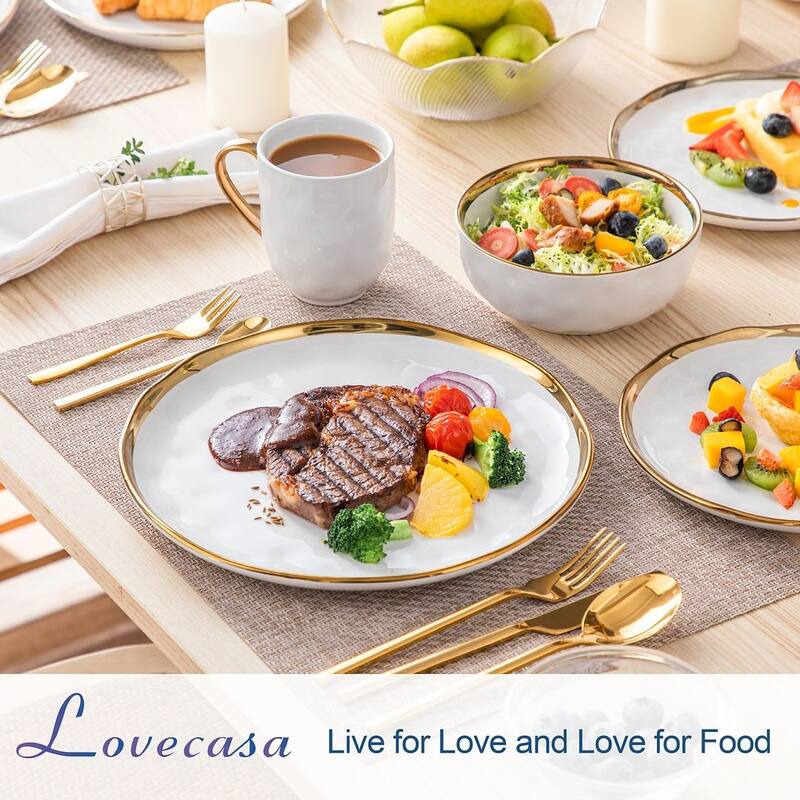 LOVECASA Gold Aura Glossy Porcelain Dinnerware Set