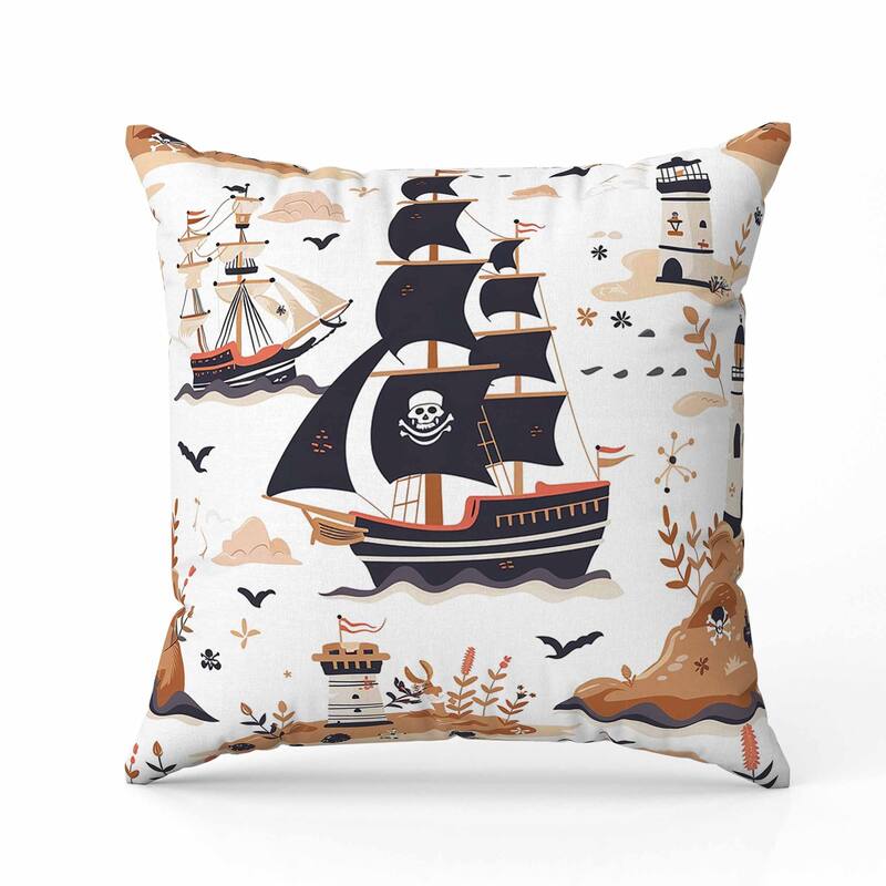Treasure Island Indoor/Outdoor Reversible Throw Pillow Black and Orange