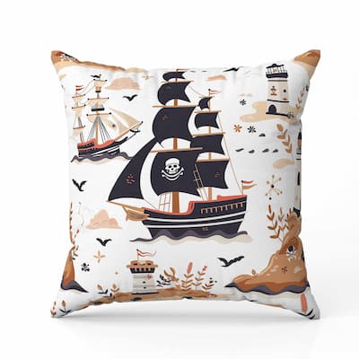 Treasure Island Indoor/Outdoor Reversible Throw Pillow Black and Orange