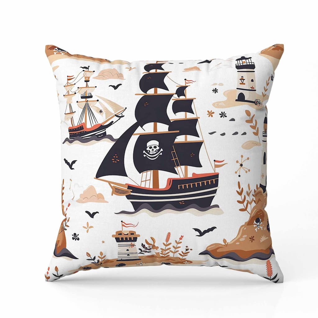Treasure Island Indoor/Outdoor Reversible Throw Pillow Black and Orange