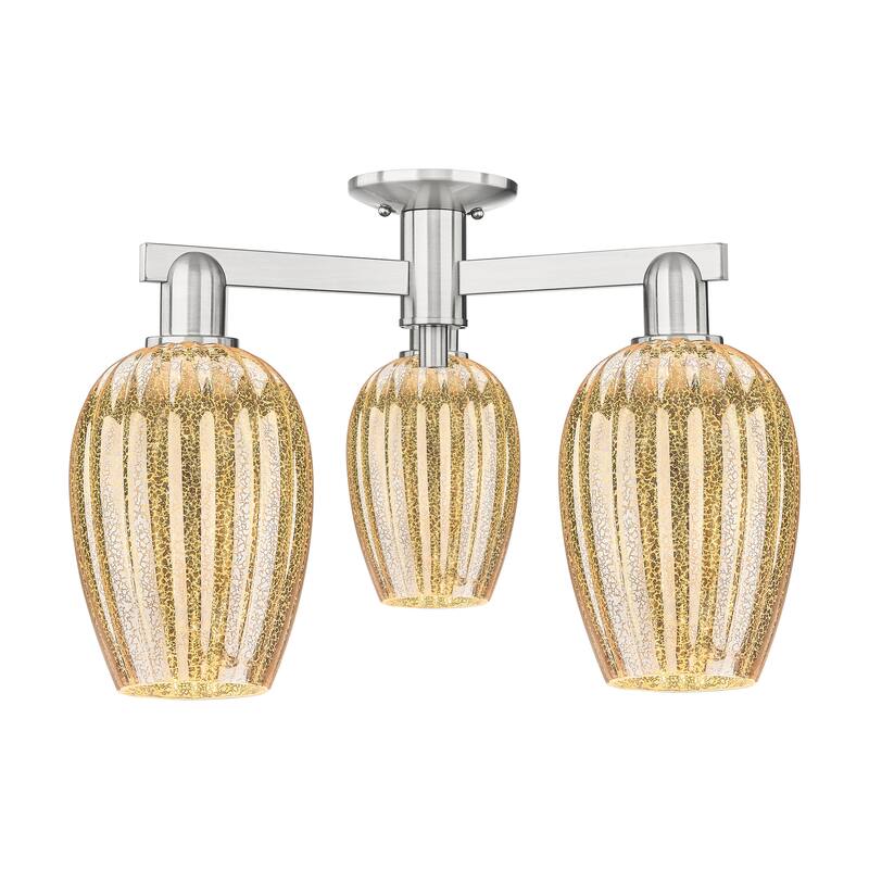 Innovations Lighting Downtown Urban - Preston - 3 Light 24" Flute Shade Semi-Flush Mount