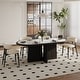preview thumbnail 4 of 14, Modern 78.74" Oval Black Dining Table, Solid Wood Veneer, With White Sintered Stone Table top for 8