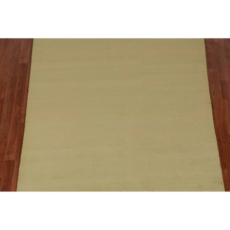 Hand Knotted Oriental 100% Wool Carpet Modern Solid Green Gabbeh Area Rug - 10' 4'' X 5' 4''