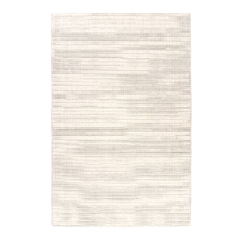 Sevita Solid Casual Hand-Woven Woolen Area Rug - 5' x 7'9" - Ivory