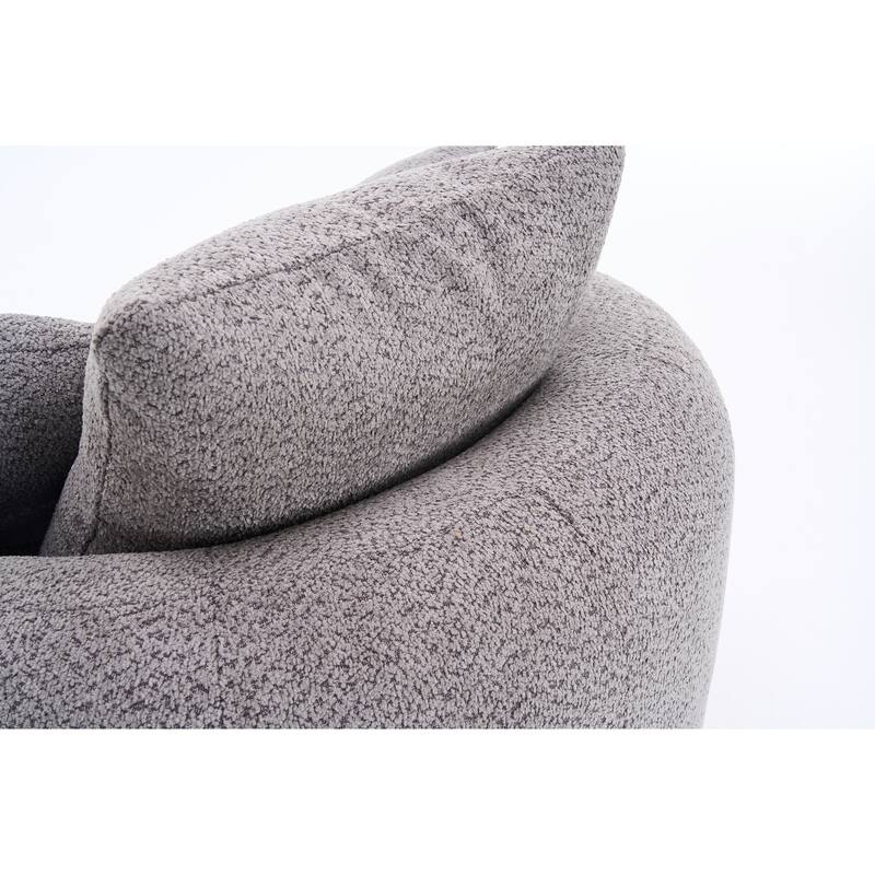Oversized Swivel Round Barrel Chair, Ergonomic Single Sofa Chair, Upholstered Accent Chair with 3 Removable Pillows