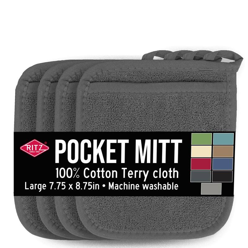 Ritz 4-Pack Terry Pocket Mitt Set - Graphite