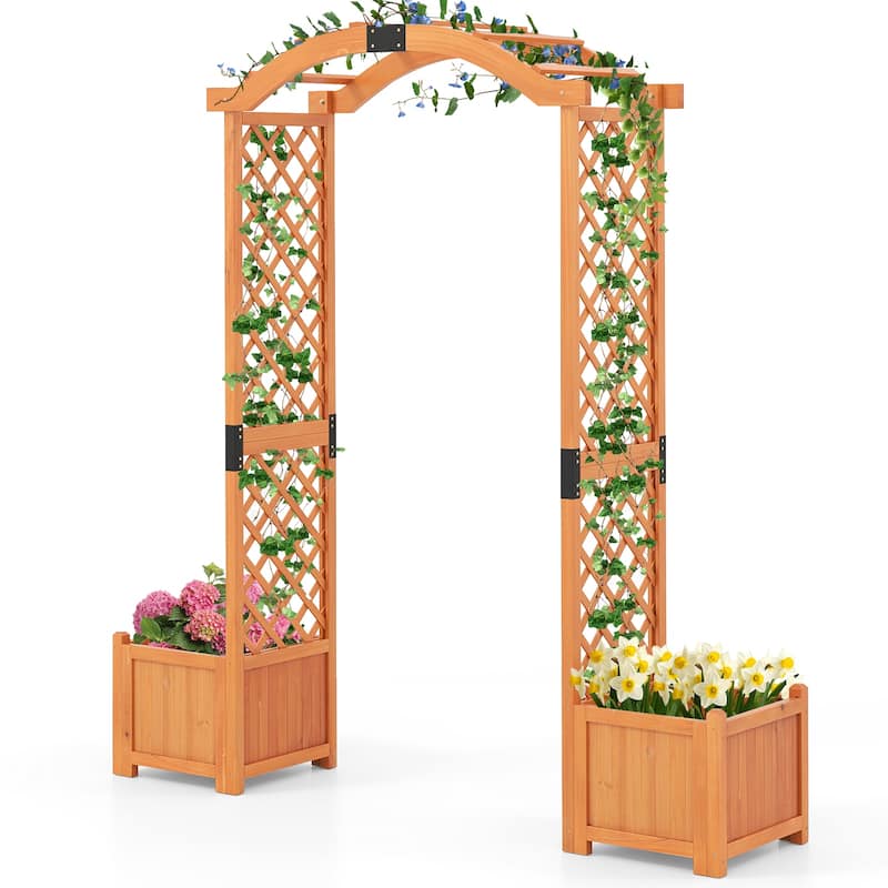 Gymax 79'' Tall Archway Trellis for Climbing Plants Vegetables w/ - Yellow